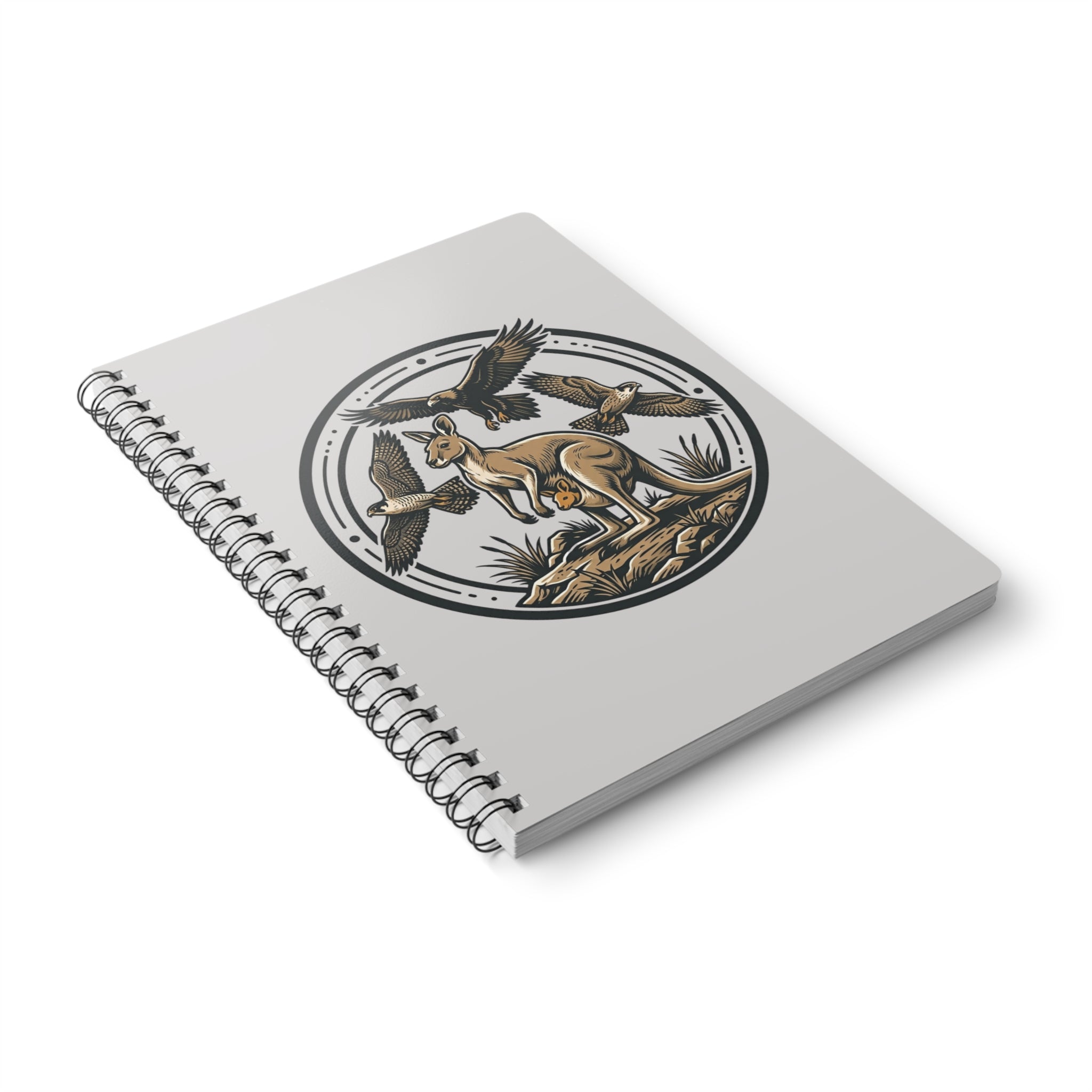 Kangaroo & Kookaburra A5 Spiral Notebook — Wildlife Journal, Lined Notes