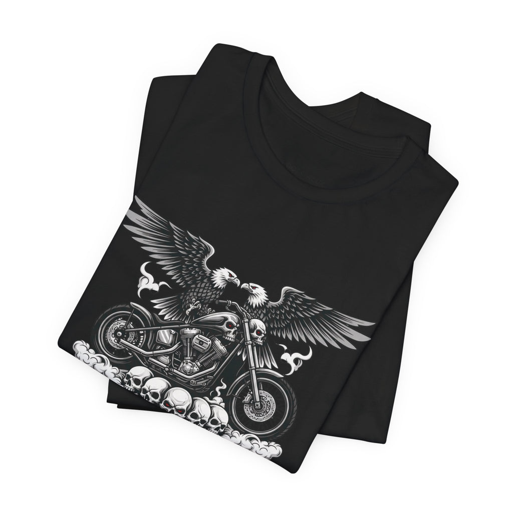 Eagle Chopper and Skulls T-Shirt | Biker Skull Motorcycle Graphic