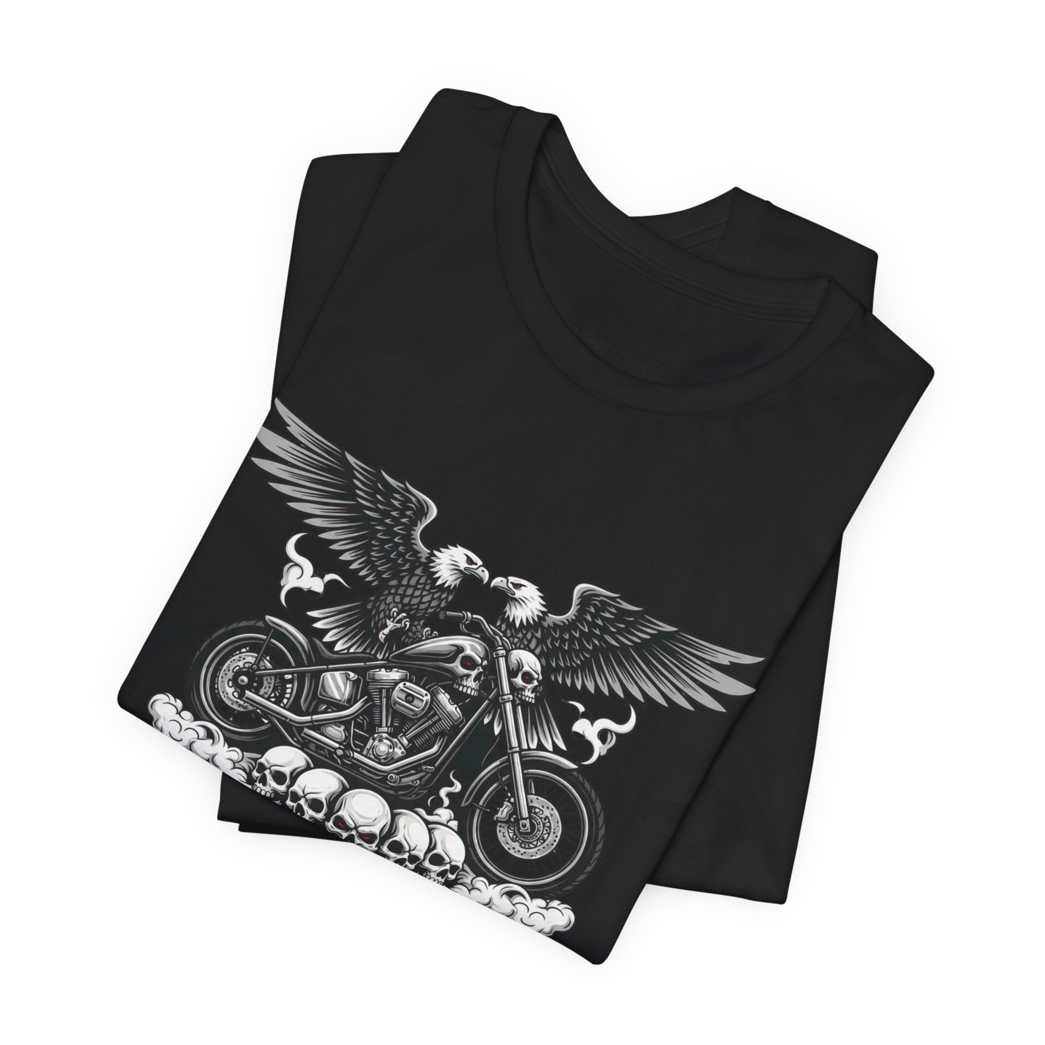 Eagle Chopper and Skulls T-Shirt | Biker Skull Motorcycle Graphic