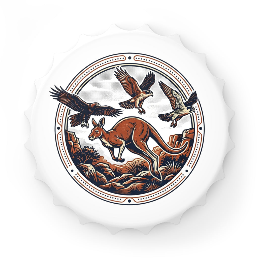 Kangaroo & Eagles Bottle Opener — Vintage Australian Wildlife Bottle Cap Opener