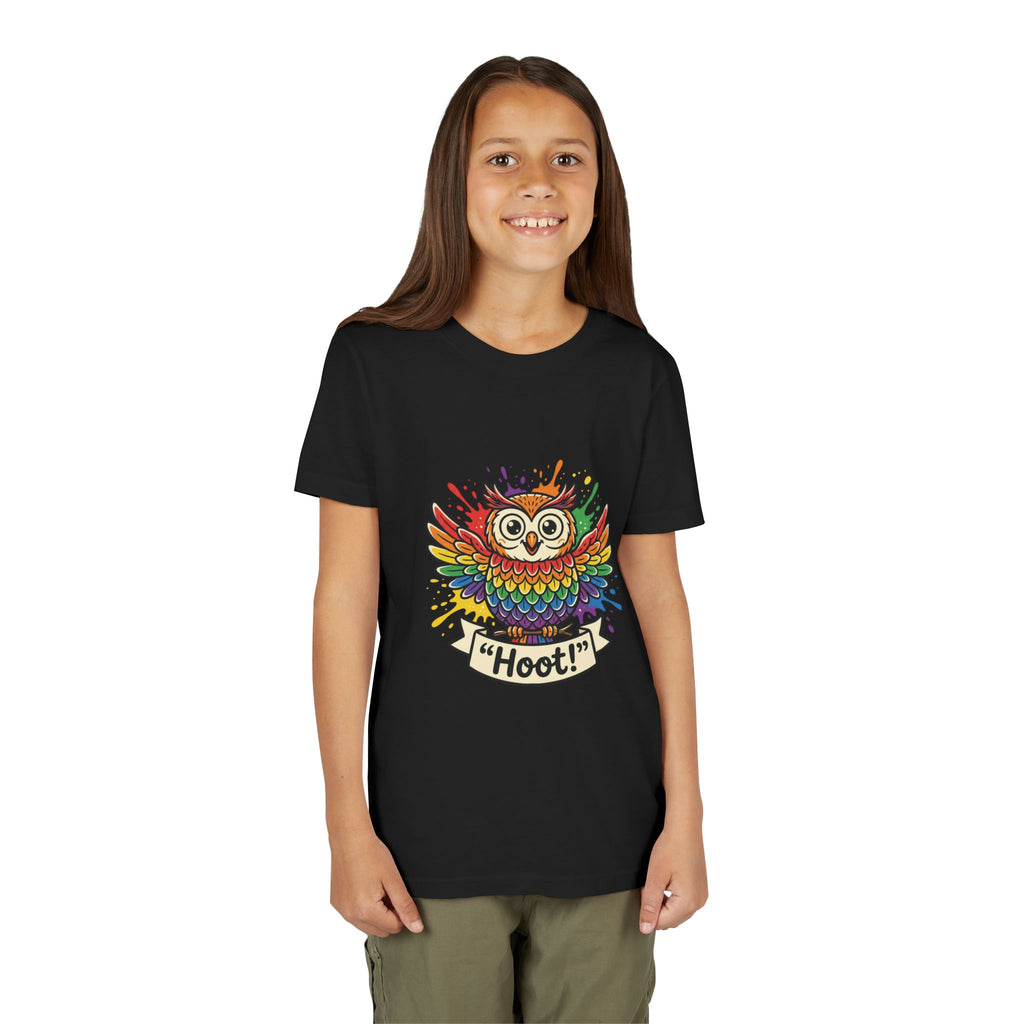 Colorful Rainbow-Feather Owl Youth Tee
