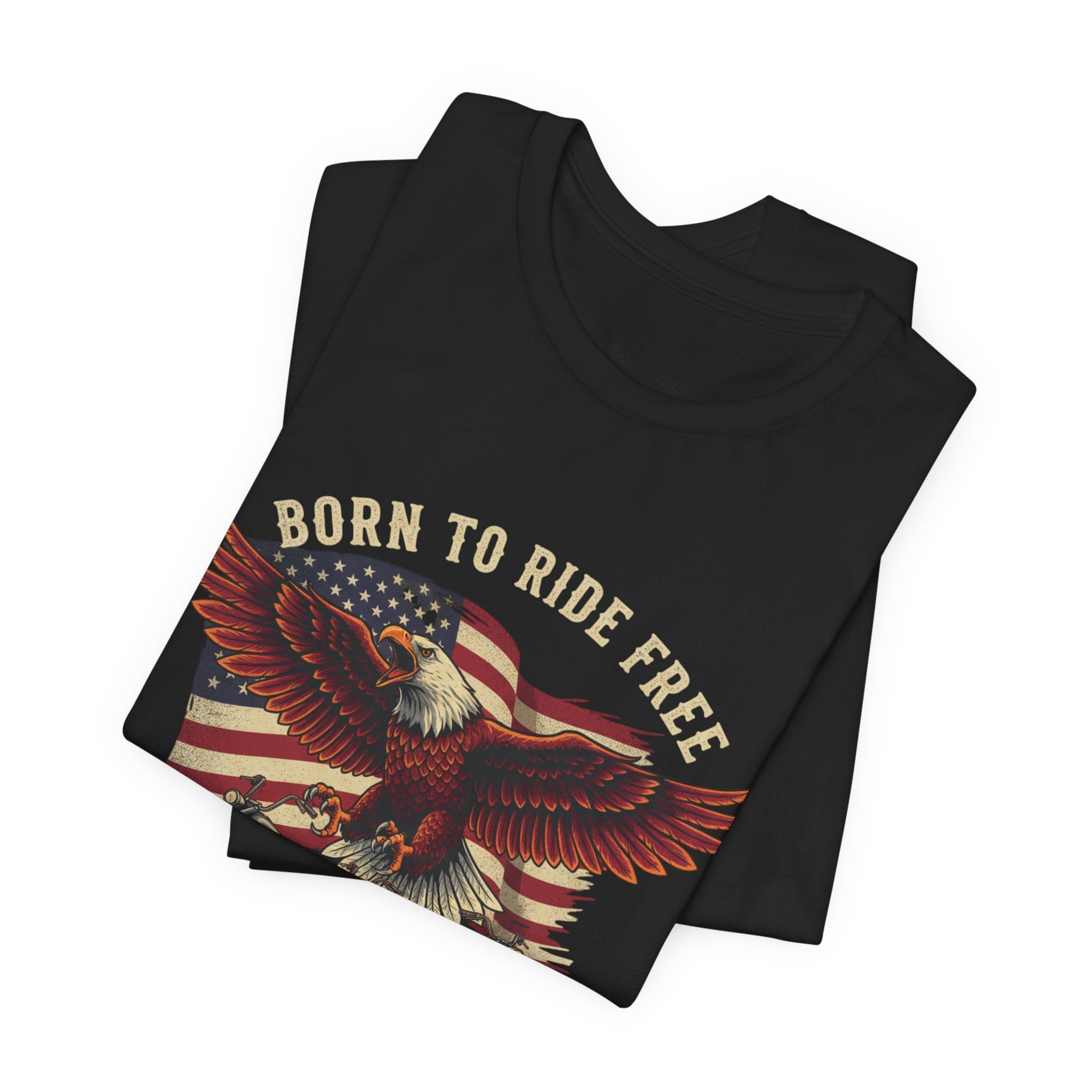 Born to Ride Free USA Eagle Chopper T-Shirt | Motorcycle Graphic