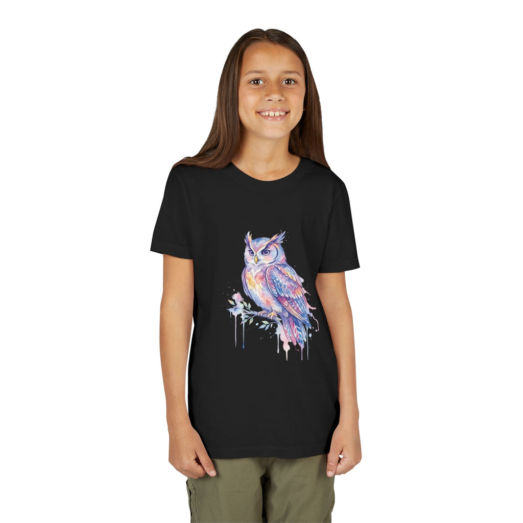 Pastel Watercolor Owl Youth Tee — Dreamy Calming Bird T-Shirt