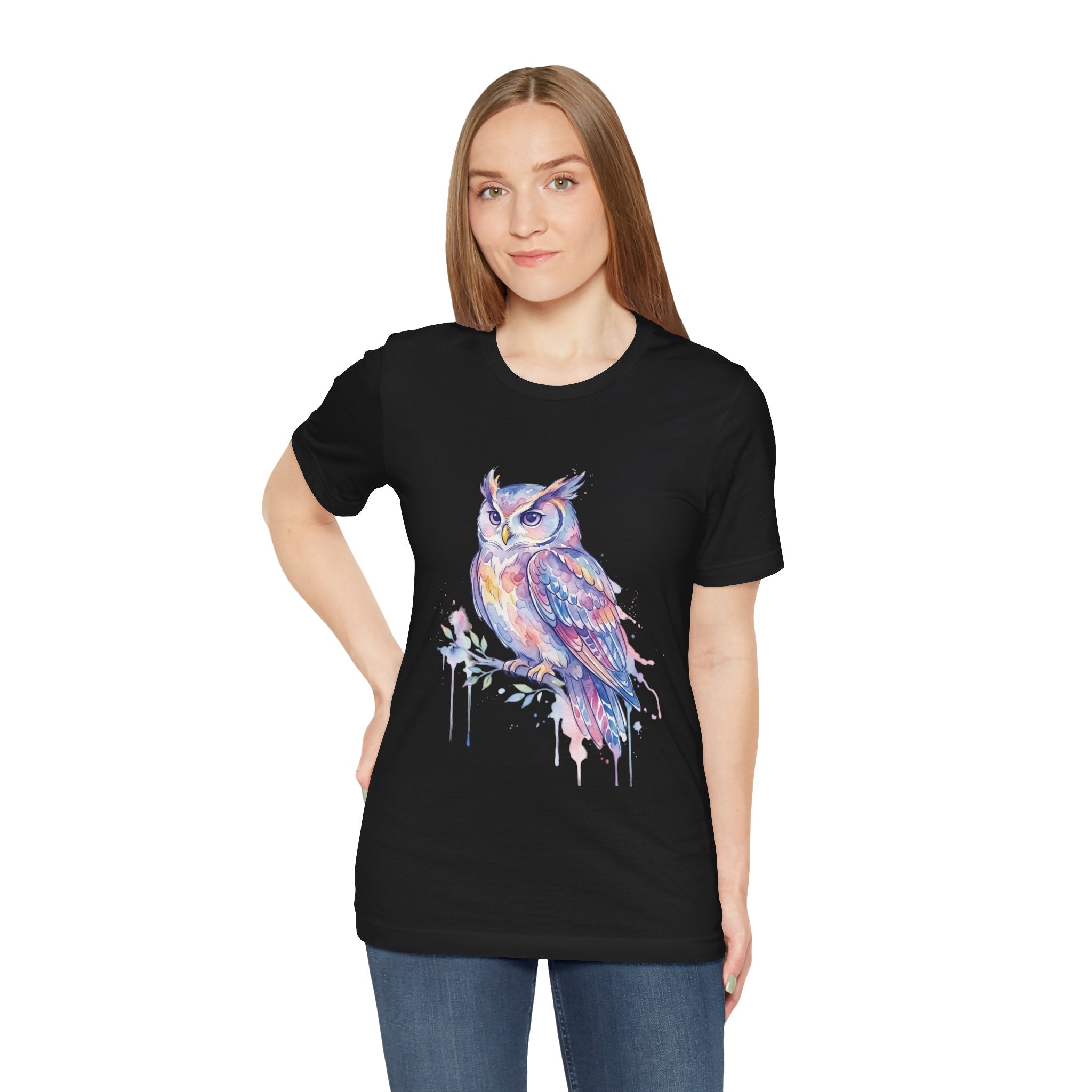 Watercolor Pastel Owl T-Shirt — Dreamy Calming Bird Tee