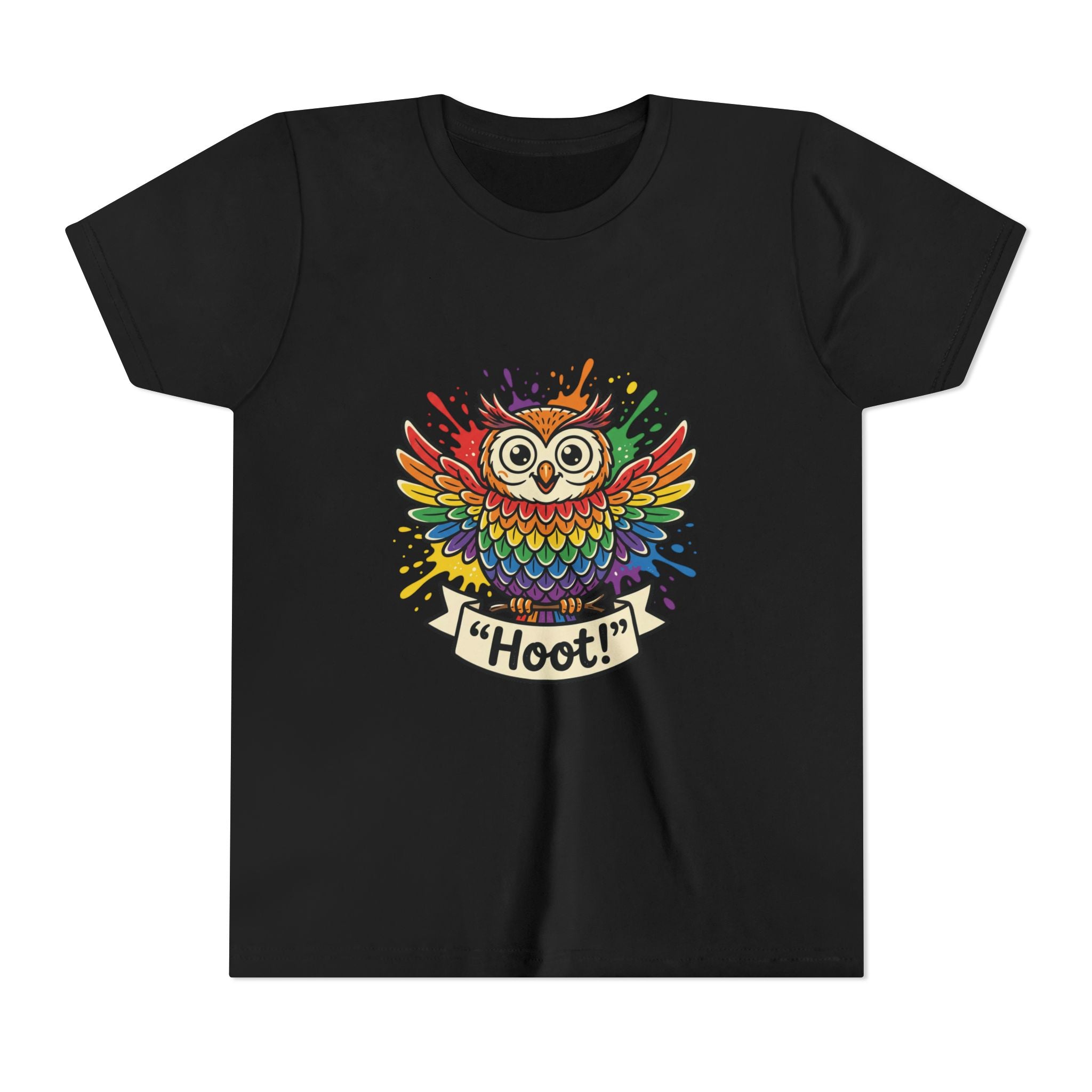 Colorful Rainbow-Feather Owl Youth Tee