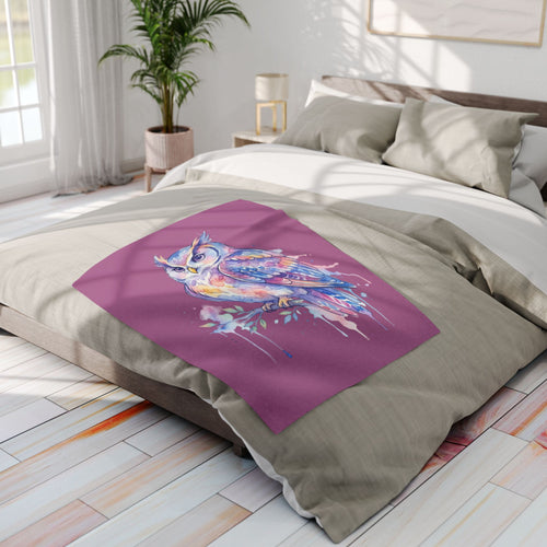 Arctic Fleece Blanket — Dreamy Watercolor Owl Throw Blanket