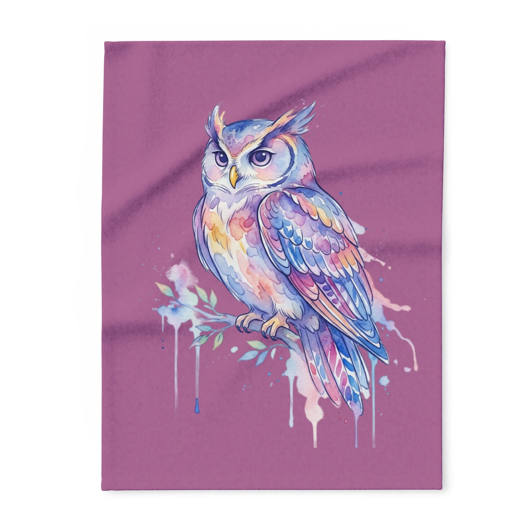 Arctic Fleece Blanket — Dreamy Watercolor Owl Throw Blanket