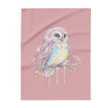 Dreamy Watercolor Owl Arctic Fleece Blanket — Pastel Nursery Throw