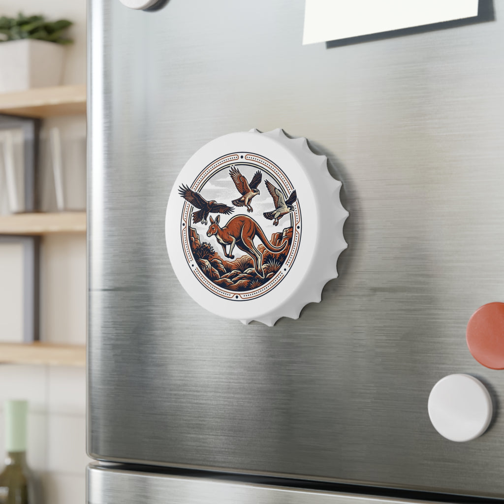 Kangaroo & Eagles Bottle Opener — Vintage Australian Wildlife Bottle Cap Opener