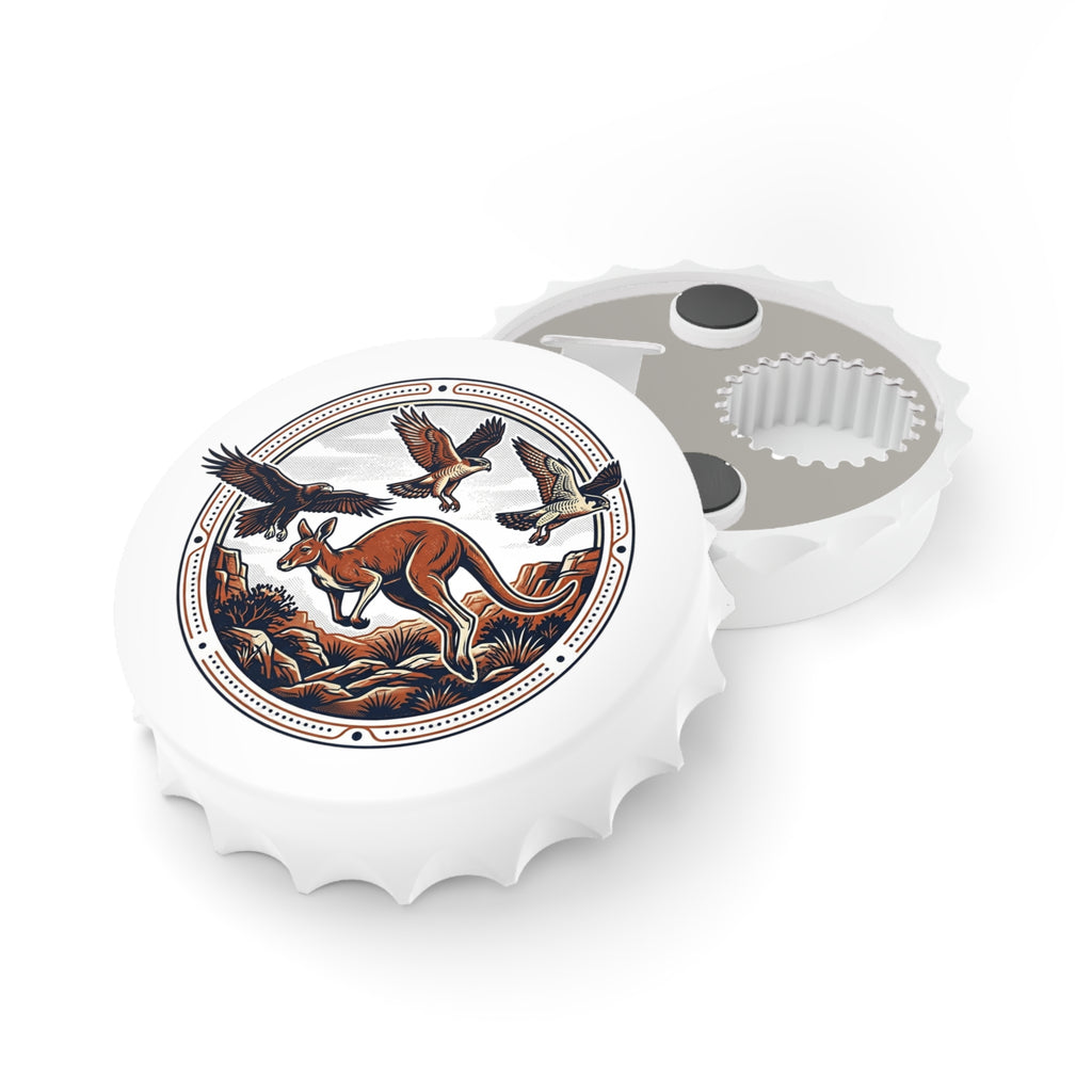 Kangaroo & Eagles Bottle Opener — Vintage Australian Wildlife Bottle Cap Opener