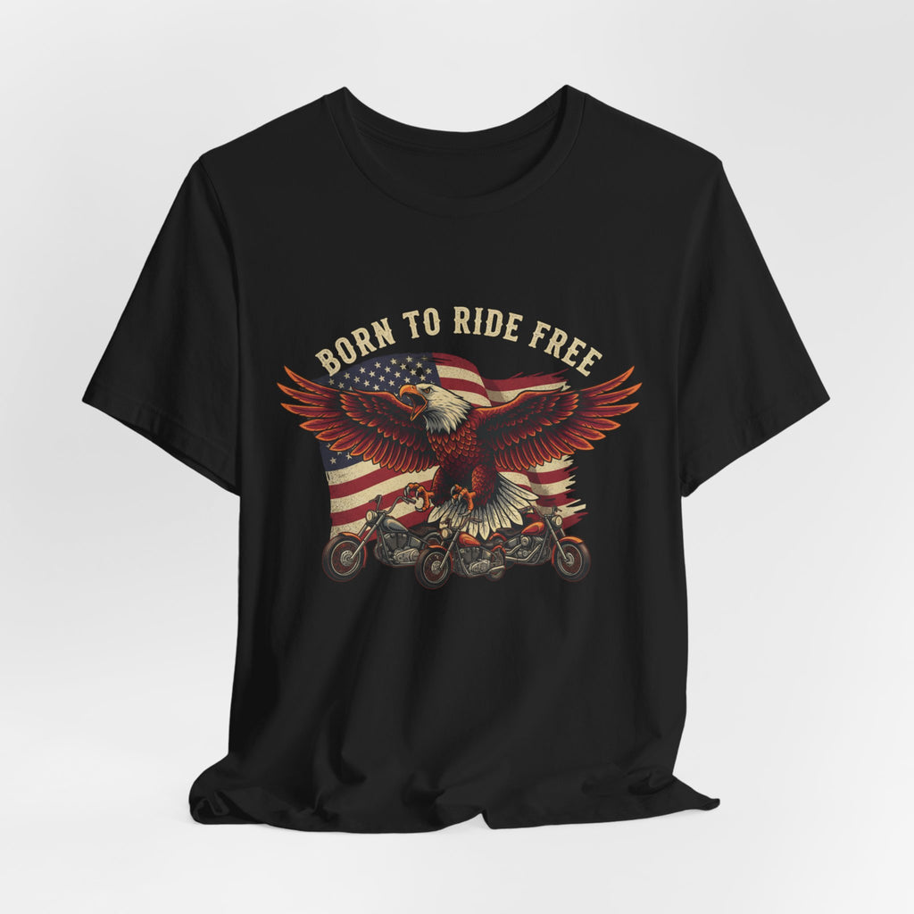 Born to Ride Free USA Eagle Chopper T-Shirt | Motorcycle Graphic
