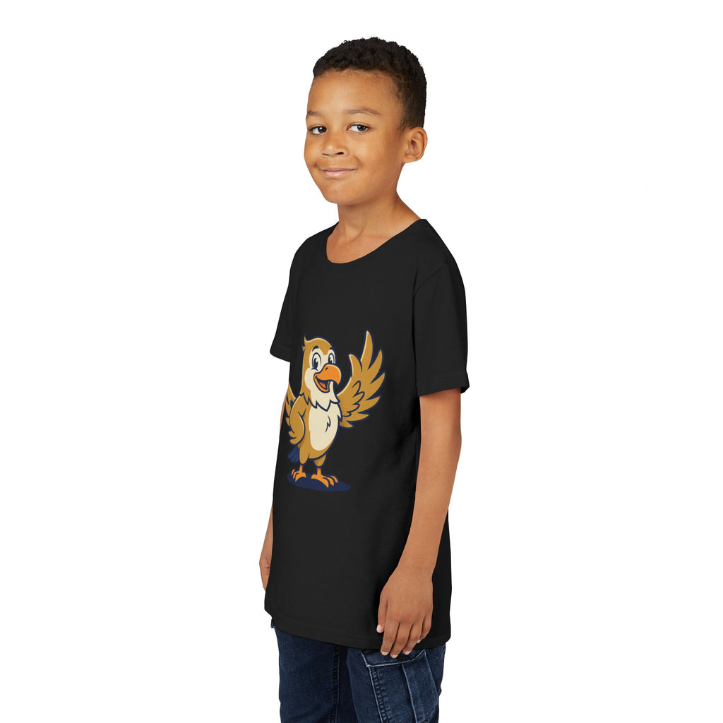 Cute Cartoon Eagle Youth Tee — Waving Eagle Kids T-Shirt