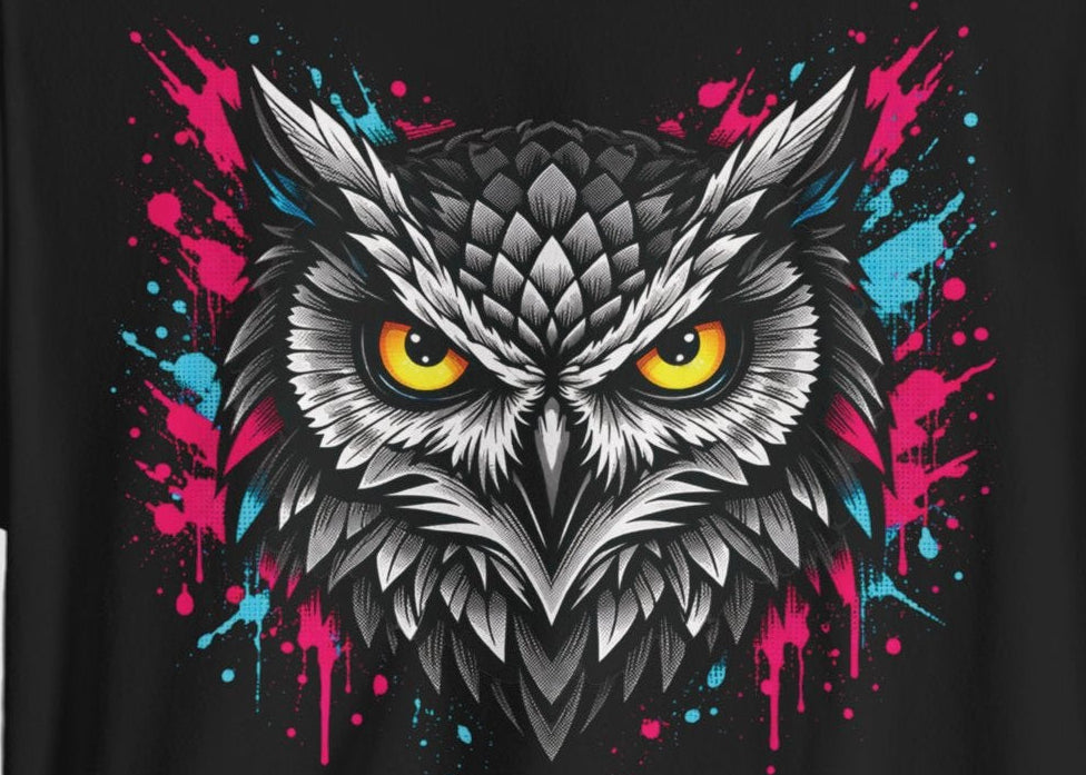 Neon Splash Owl T-SHIRT