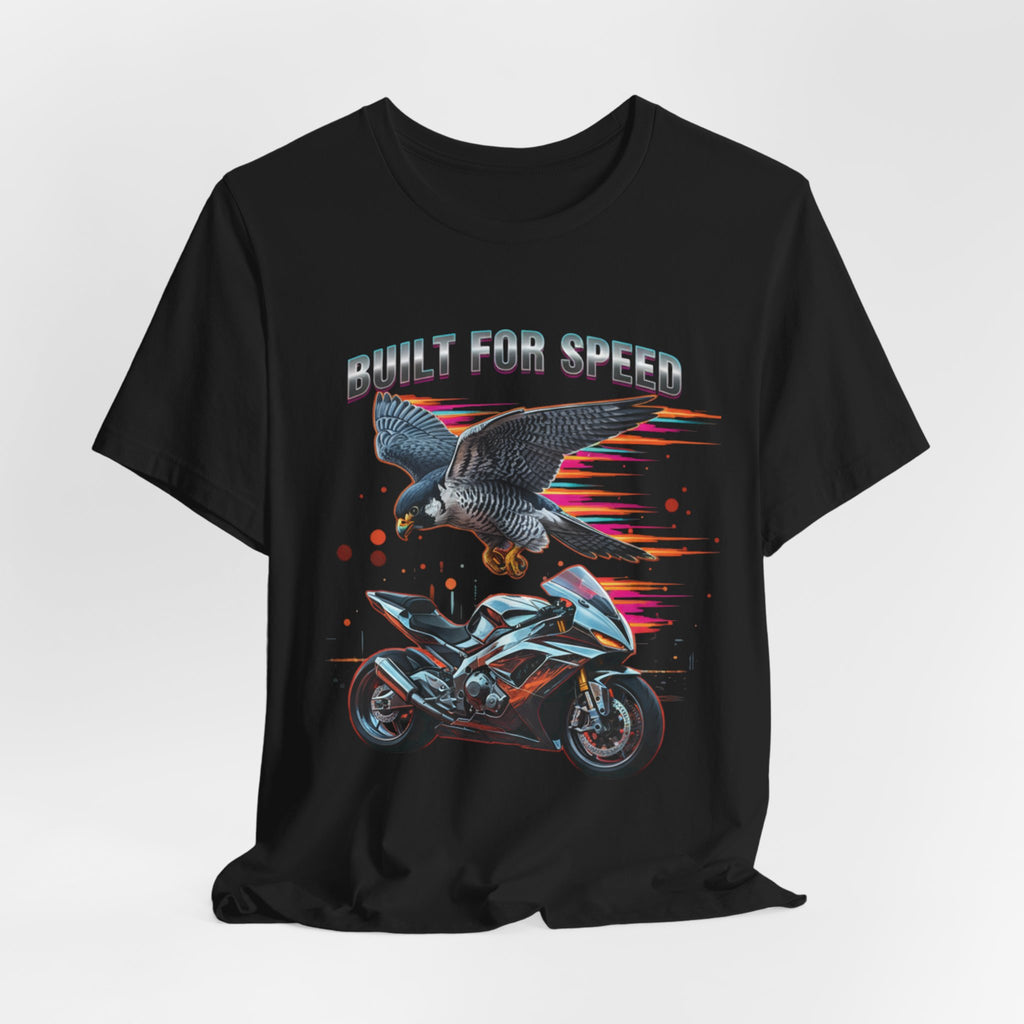 Falcon Flying above a Sportbike Tee | Built for Speed