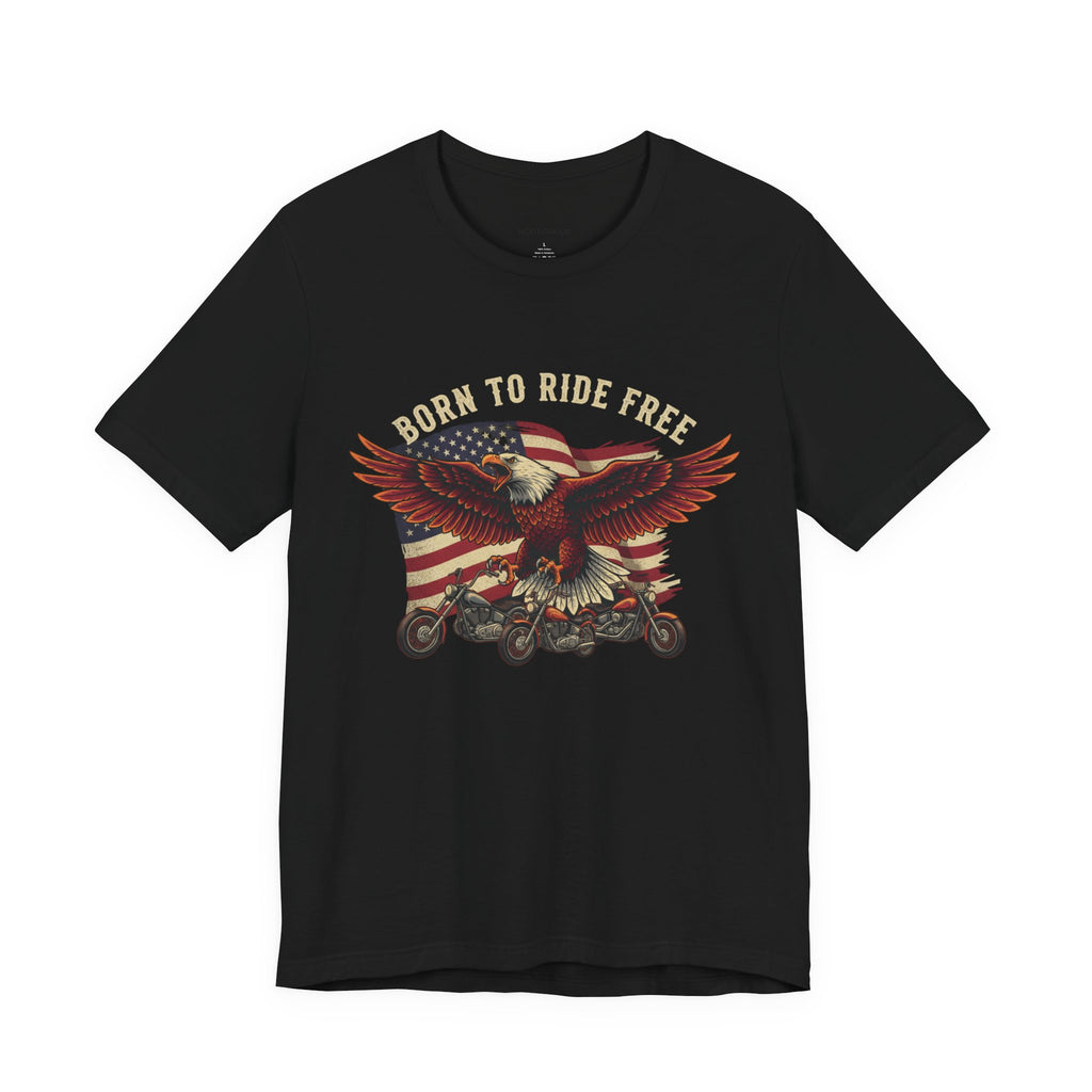 Born to Ride Free USA Eagle Chopper T-Shirt | Motorcycle Graphic