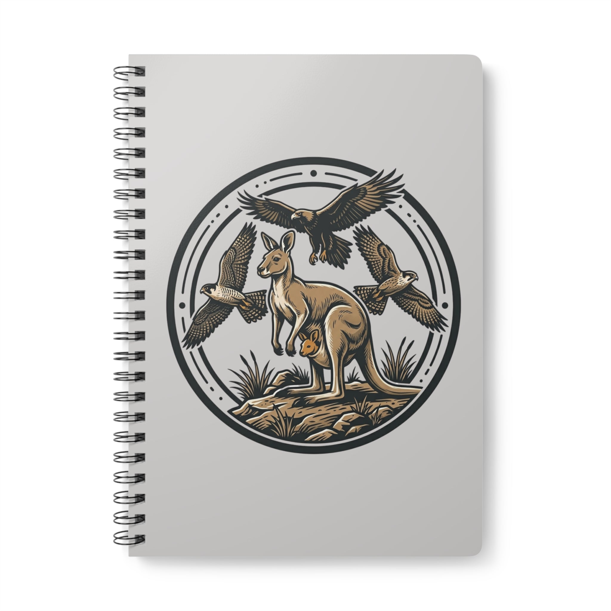 Kangaroo & Kookaburra A5 Spiral Notebook — Wildlife Journal, Lined Notes